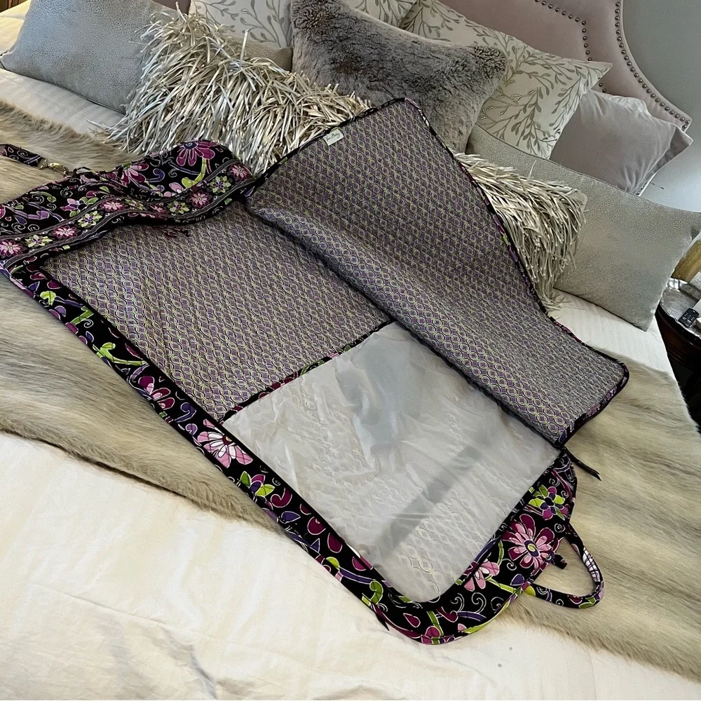 VERA BRADLEY Purple Punch 2009 Hanging Garment Bag Y2K Brown Pink Floral Travel